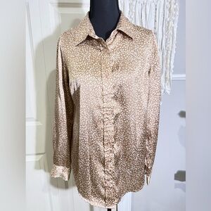 Japna Tan Patterned Women's Button Down Shirt